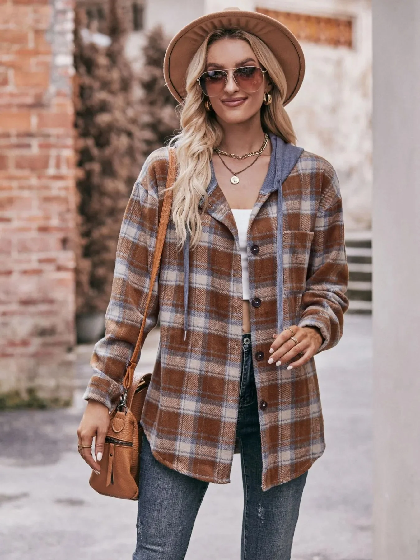 Black Oversized Plaid Flannel Shirt Jacket