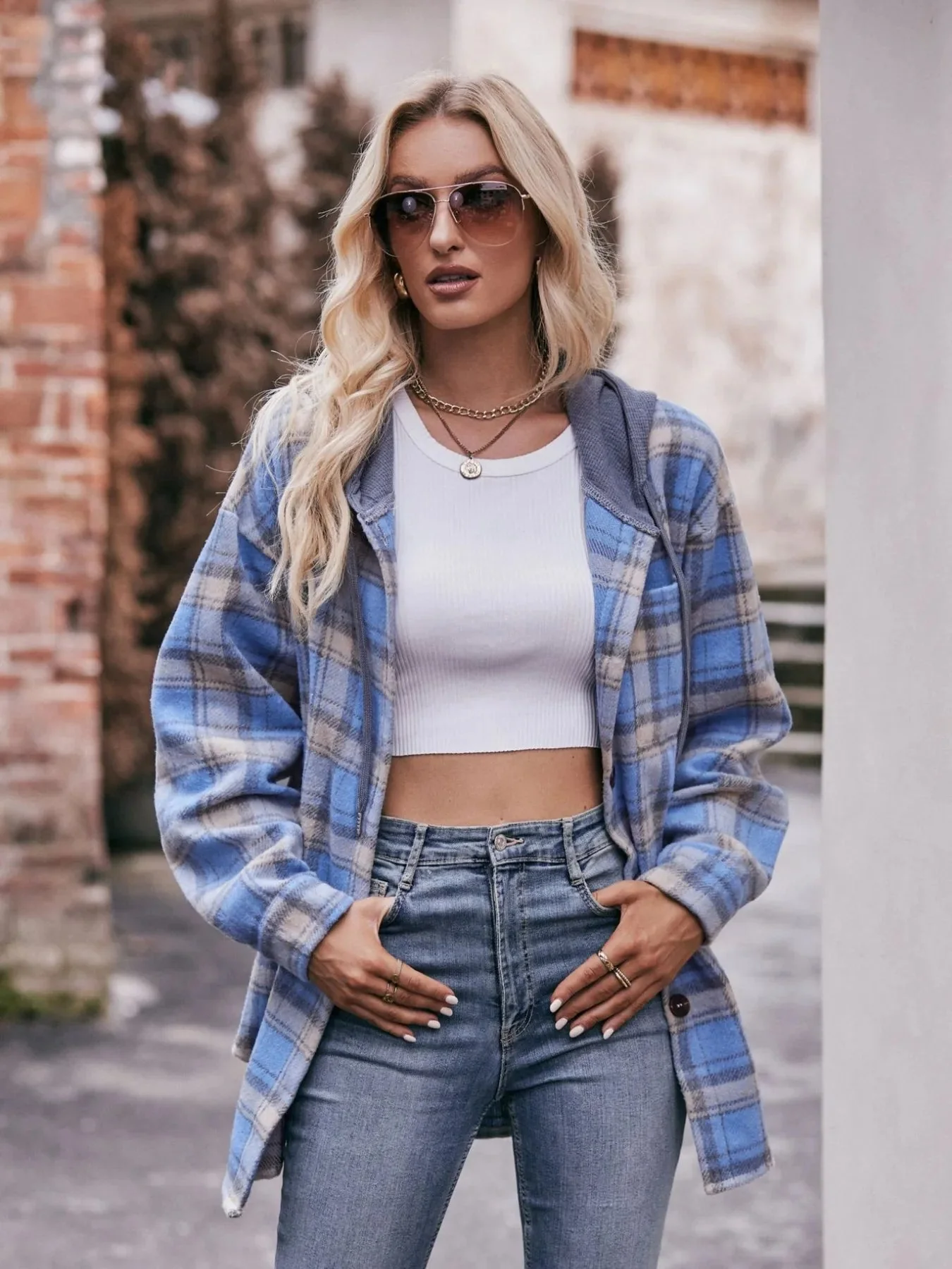 Black Oversized Plaid Flannel Shirt Jacket