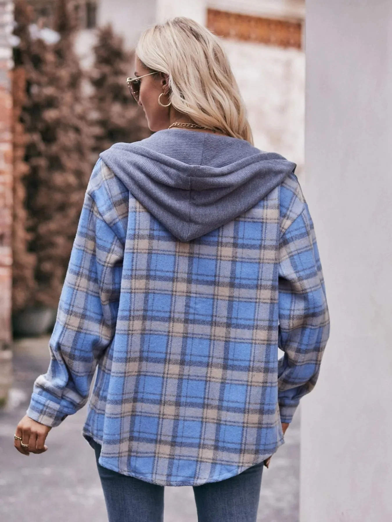 Black Oversized Plaid Flannel Shirt Jacket