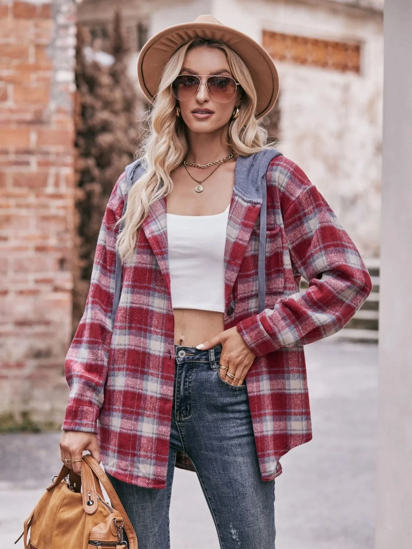 Black Oversized Plaid Flannel Shirt Jacket