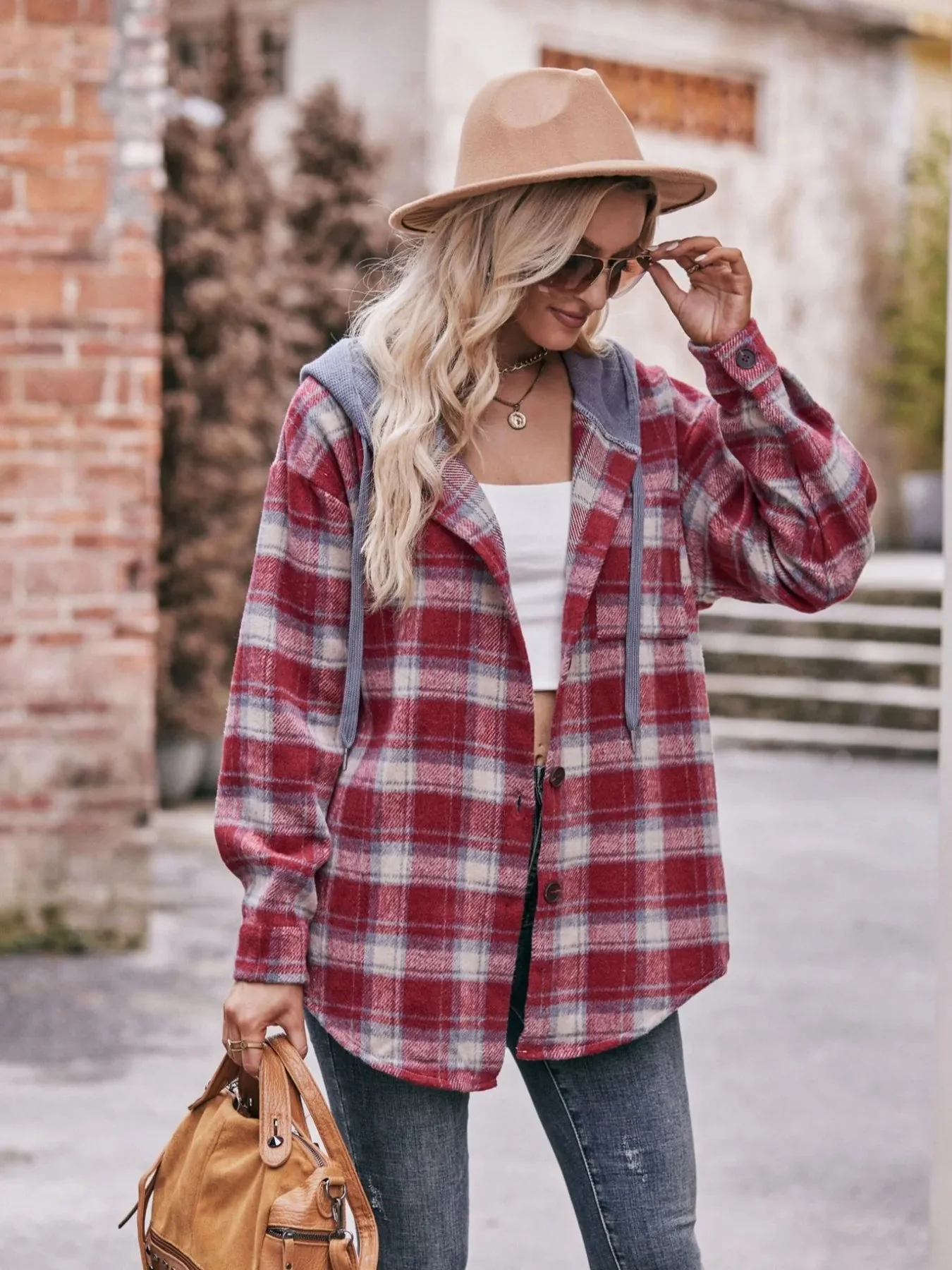 Black Oversized Plaid Flannel Shirt Jacket