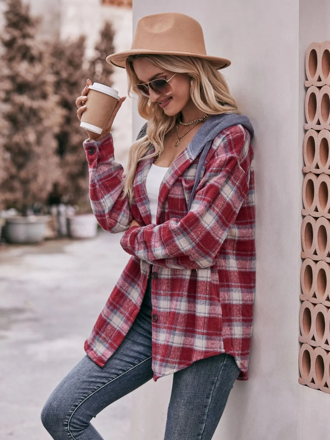 Black Oversized Plaid Flannel Shirt Jacket