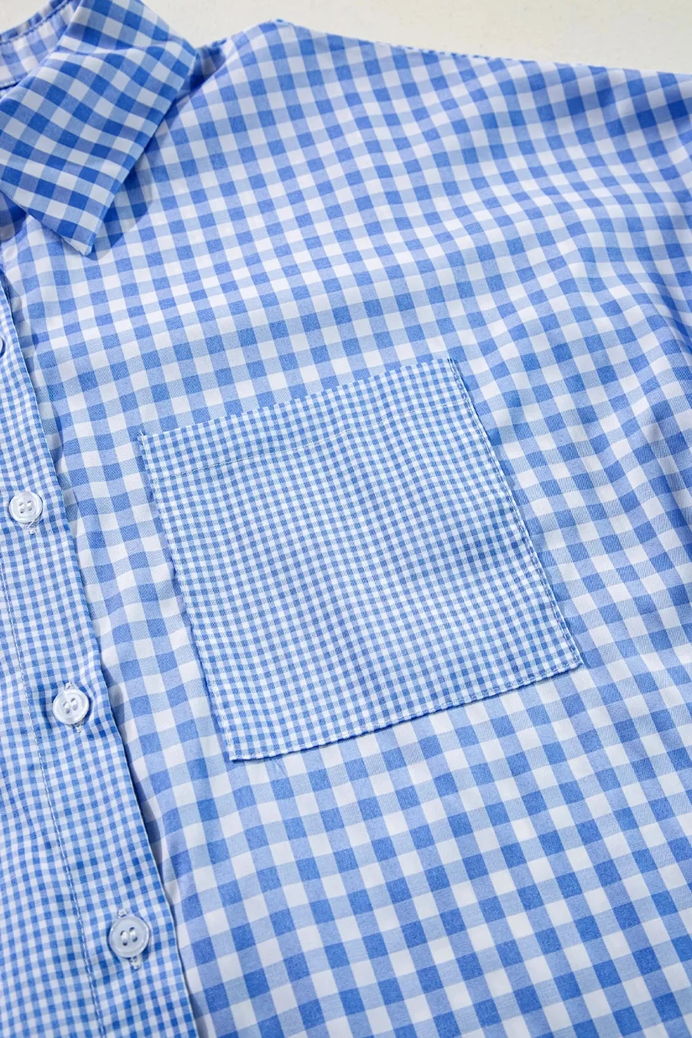 Light Blue Plaid Button Up Shirt