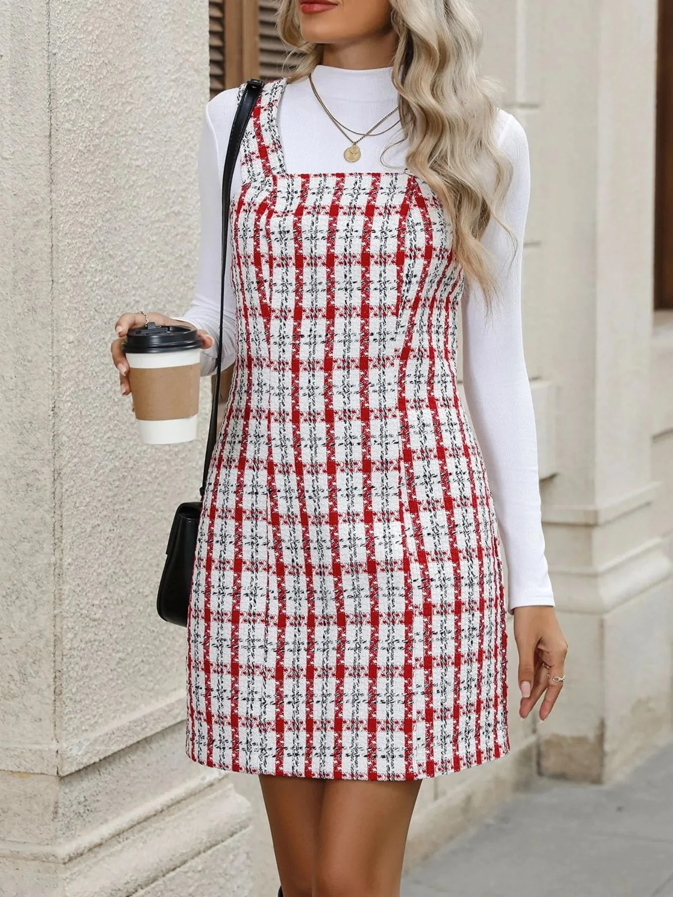 Scarlet Tweed Square Neck Mini Dress