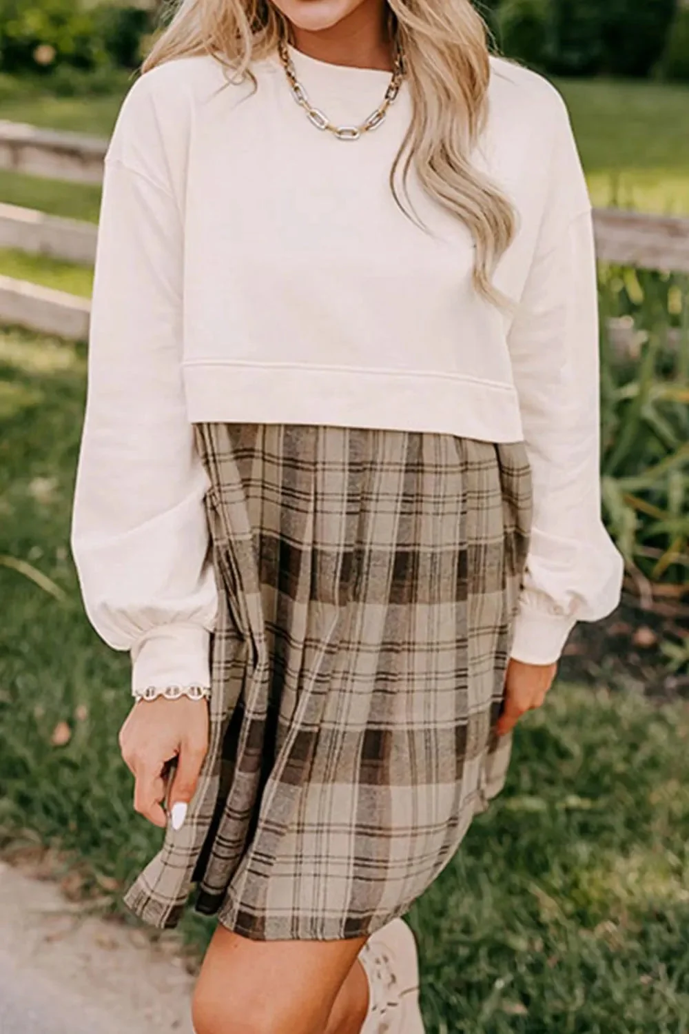 Plaid Long Sleeve Mini Dress