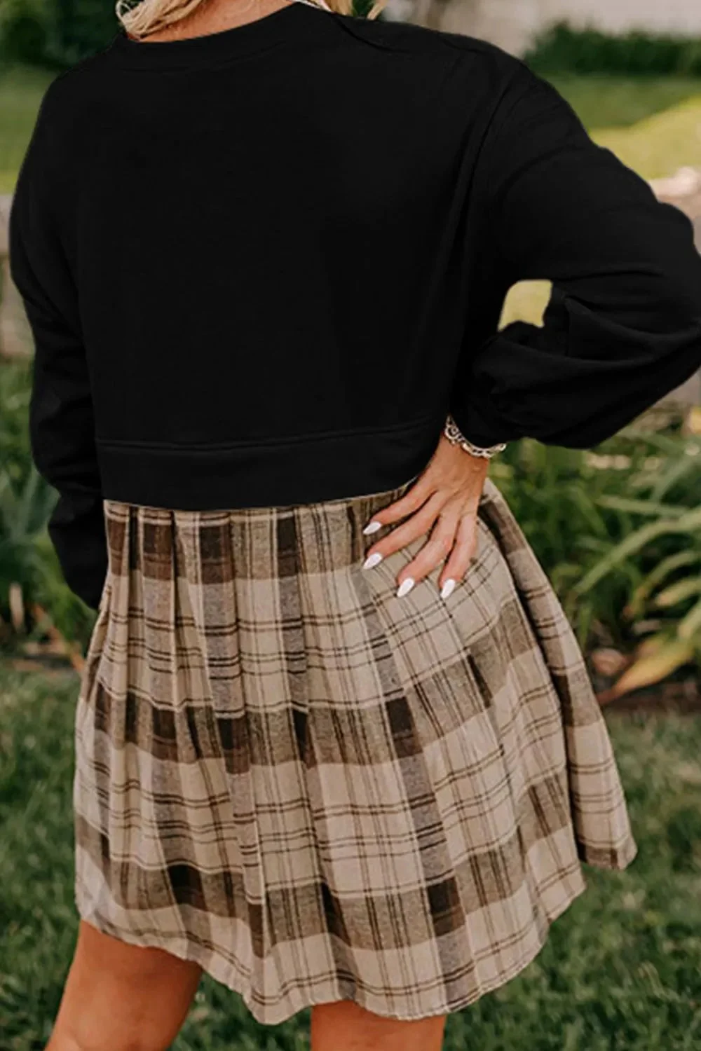 Plaid Long Sleeve Mini Dress