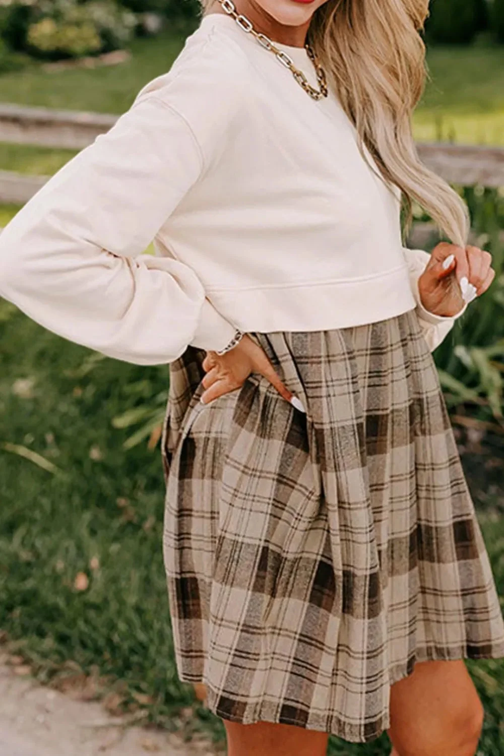 Plaid Long Sleeve Mini Dress