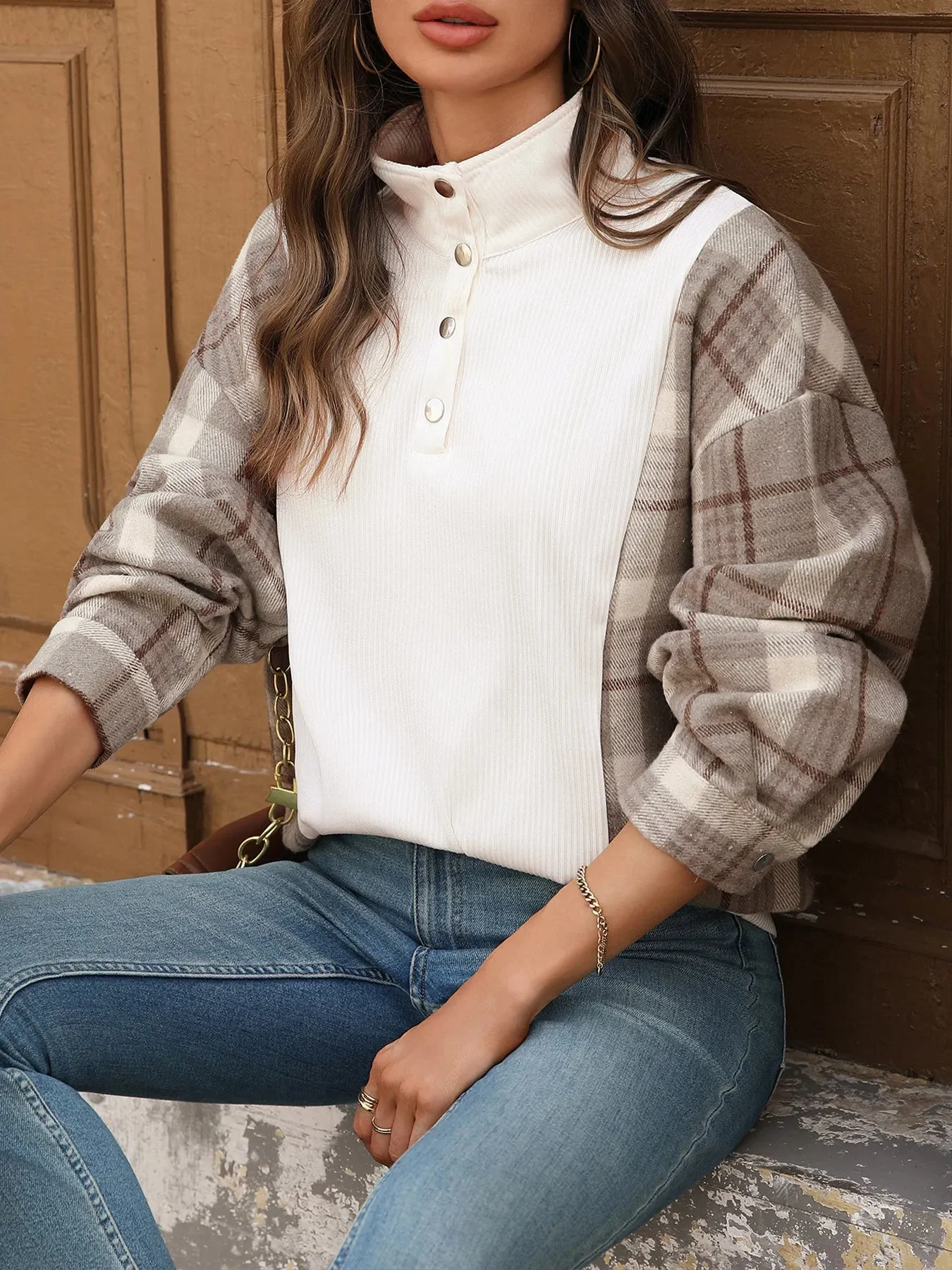 Plaid Button Snap Long Sleeve Shirt