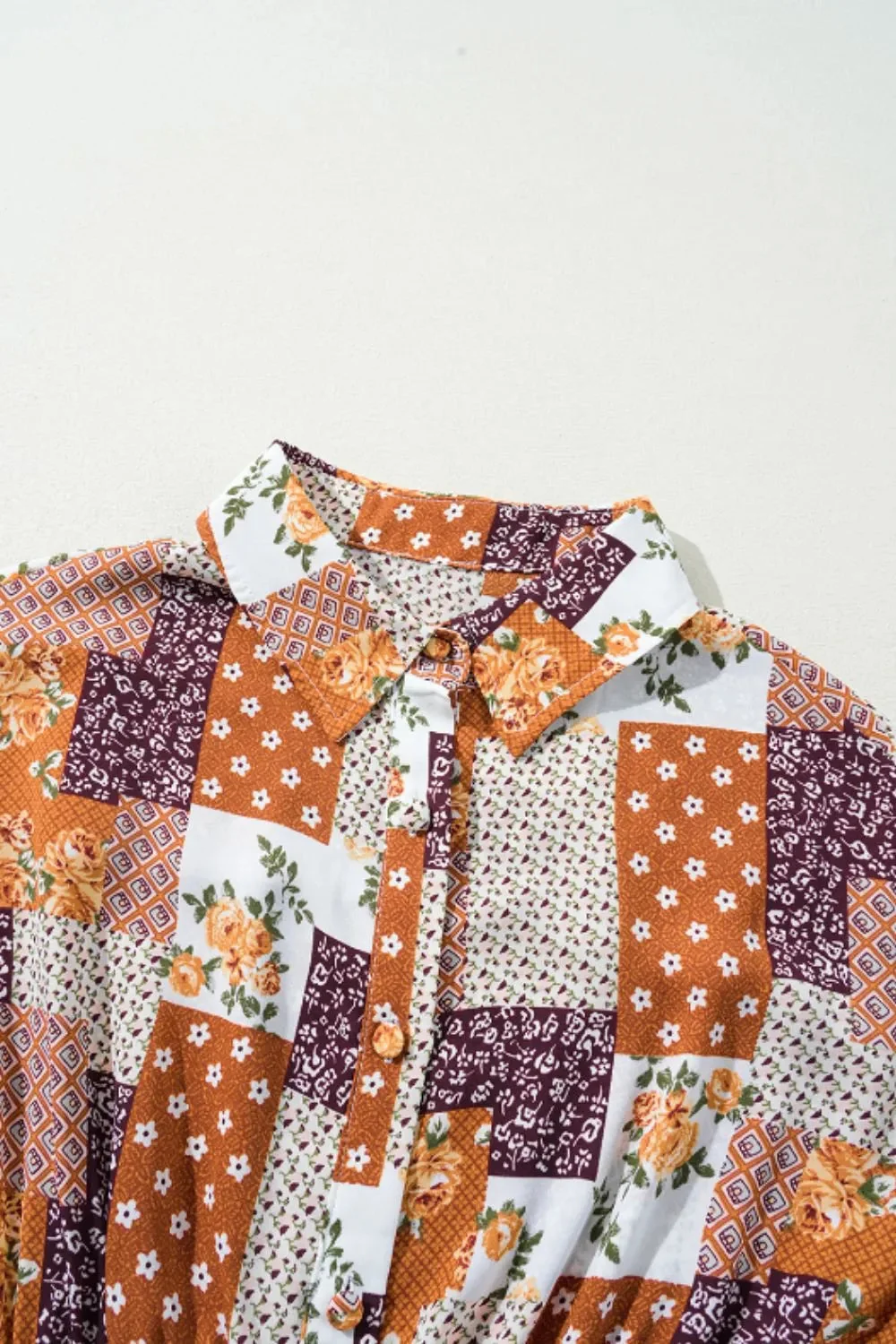 Tangerine Collared Neck Mini Shirt Dress