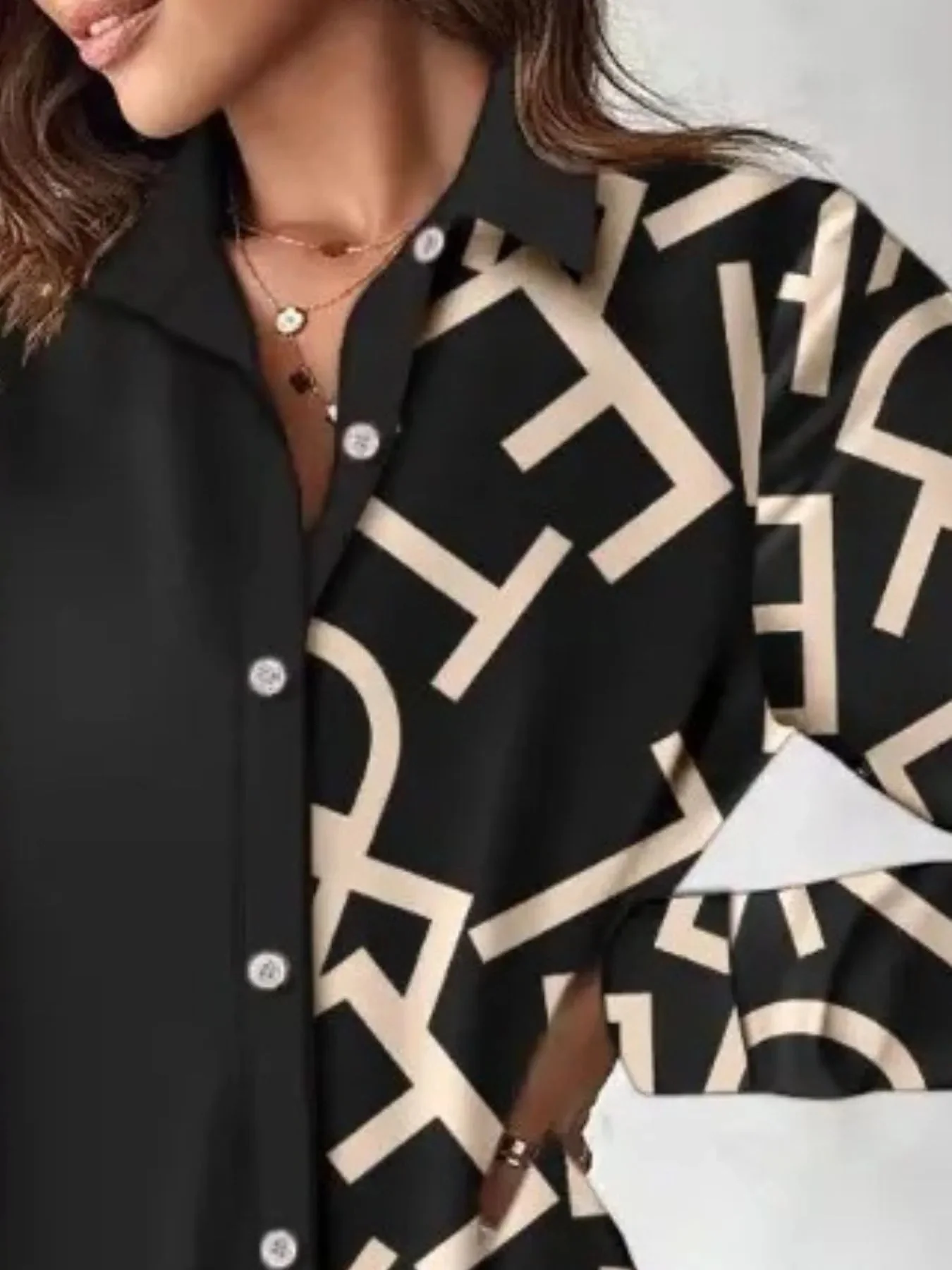 Womens Printed Button-Up Shirt Dress