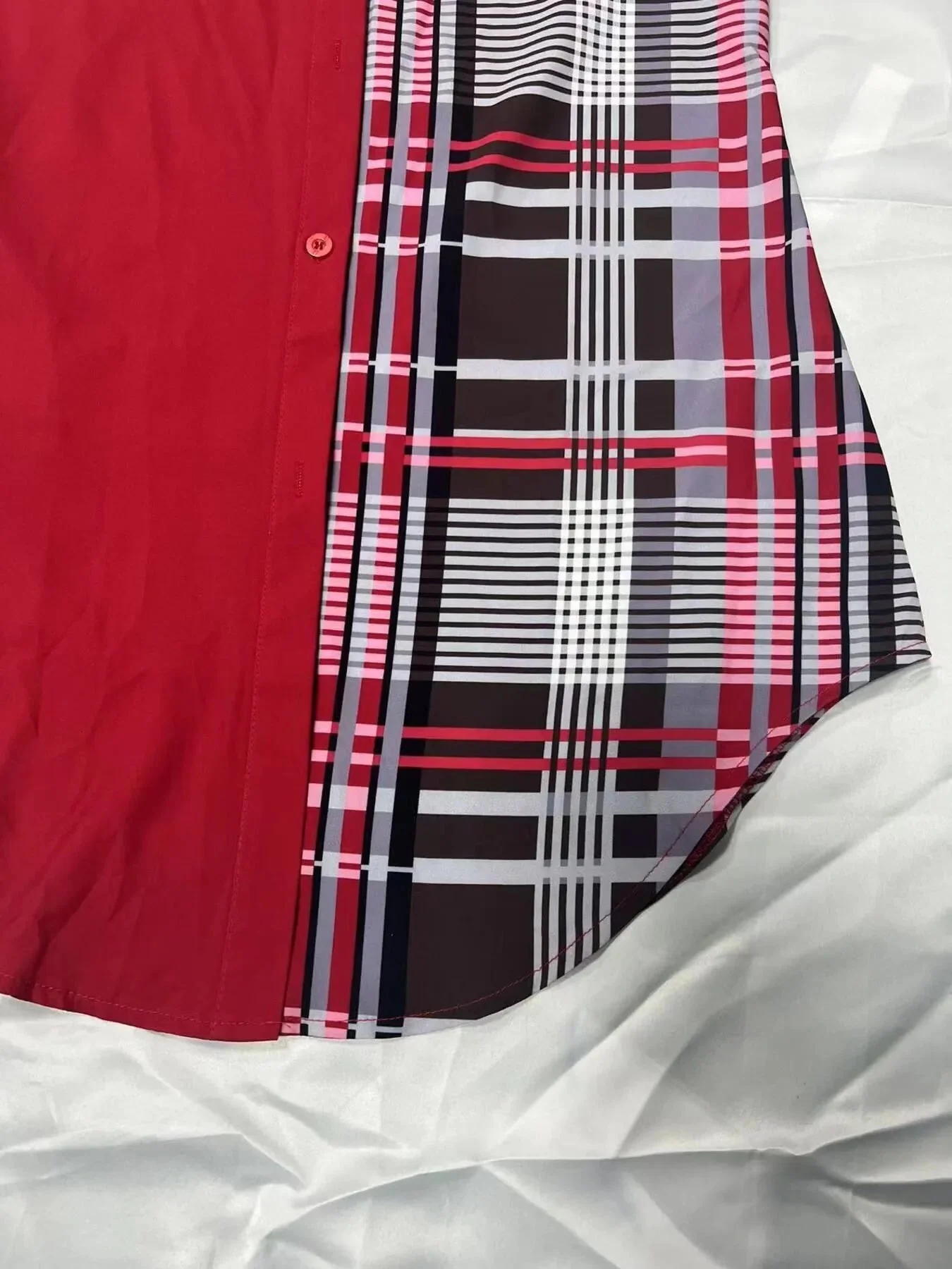 Womens Printed Button-Up Shirt Dress