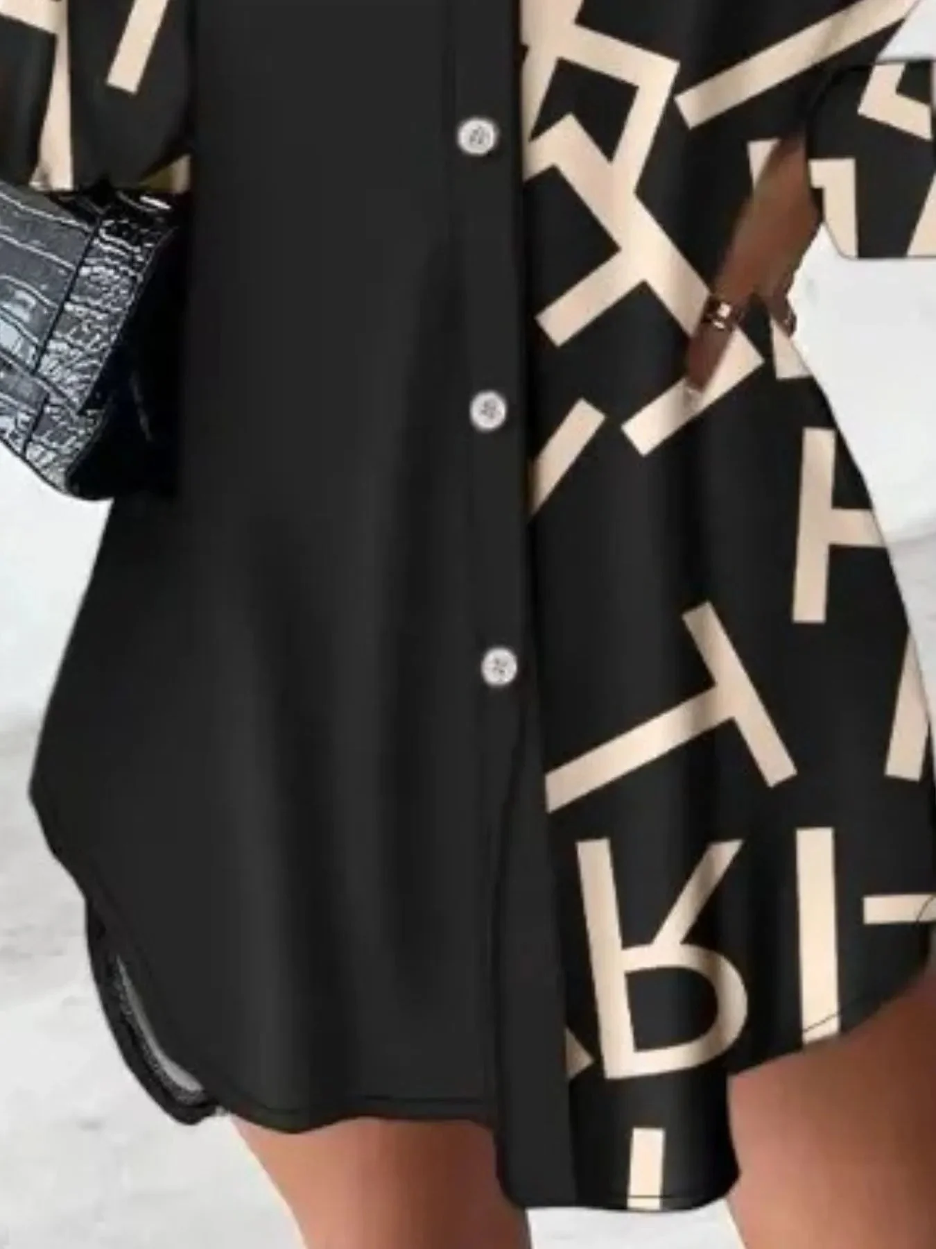 Womens Printed Button-Up Shirt Dress