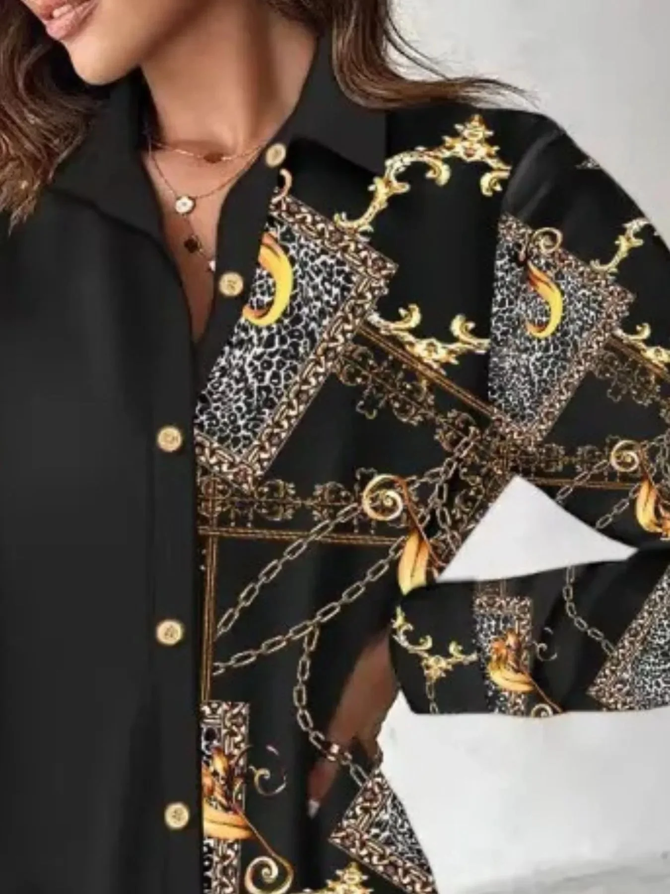 Womens Printed Button-Up Shirt Dress