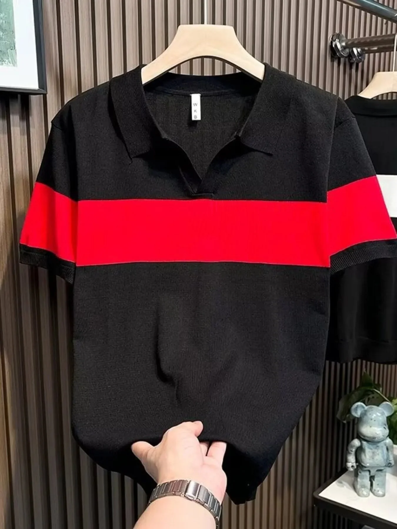 Color Block Short Sleeve Polo Shirt for Men Plus Size