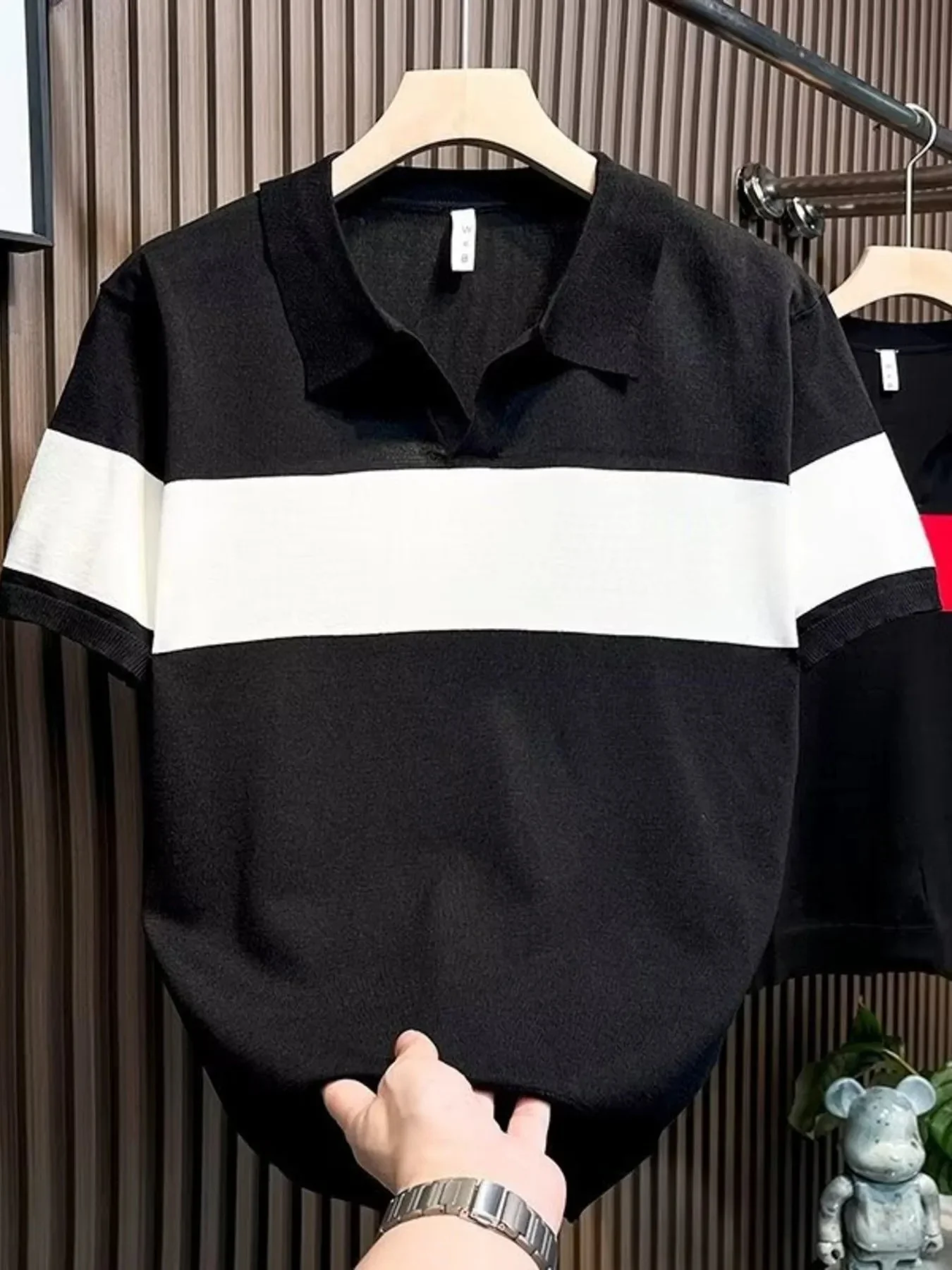 Color Block Short Sleeve Polo Shirt for Men Plus Size