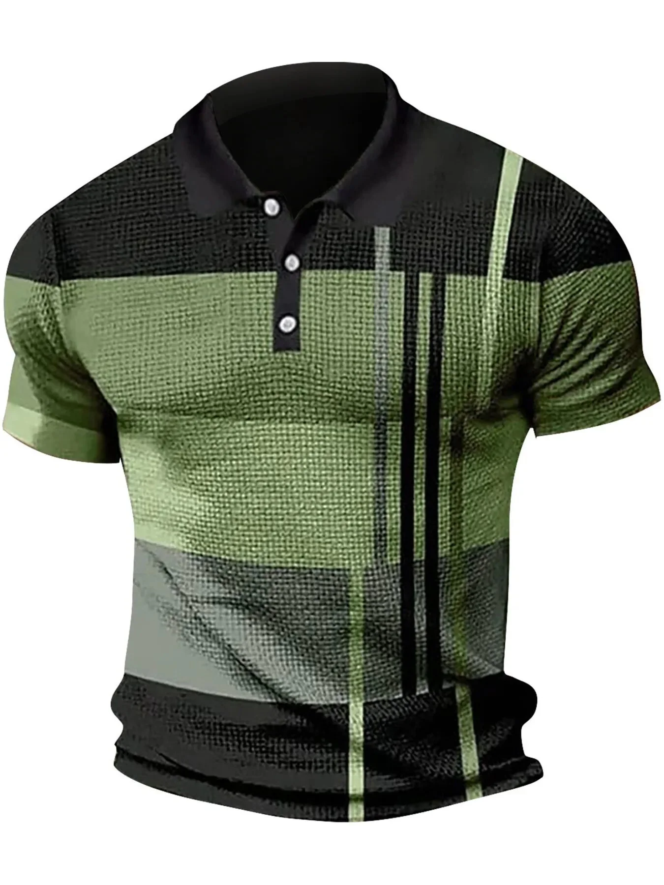 Mens Color Block Polo Shirt with Plus Size Options