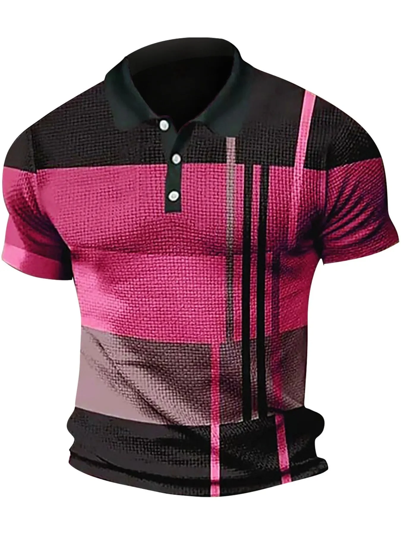 Mens Color Block Polo Shirt with Plus Size Options