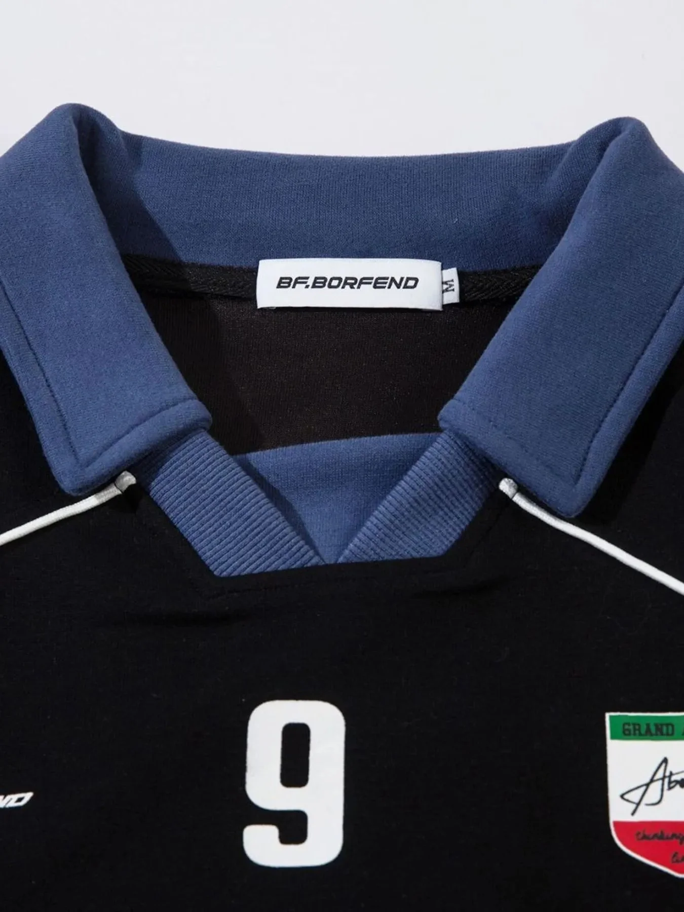 Long Sleeve Polo Shirt with Number 9 Graphic for Men