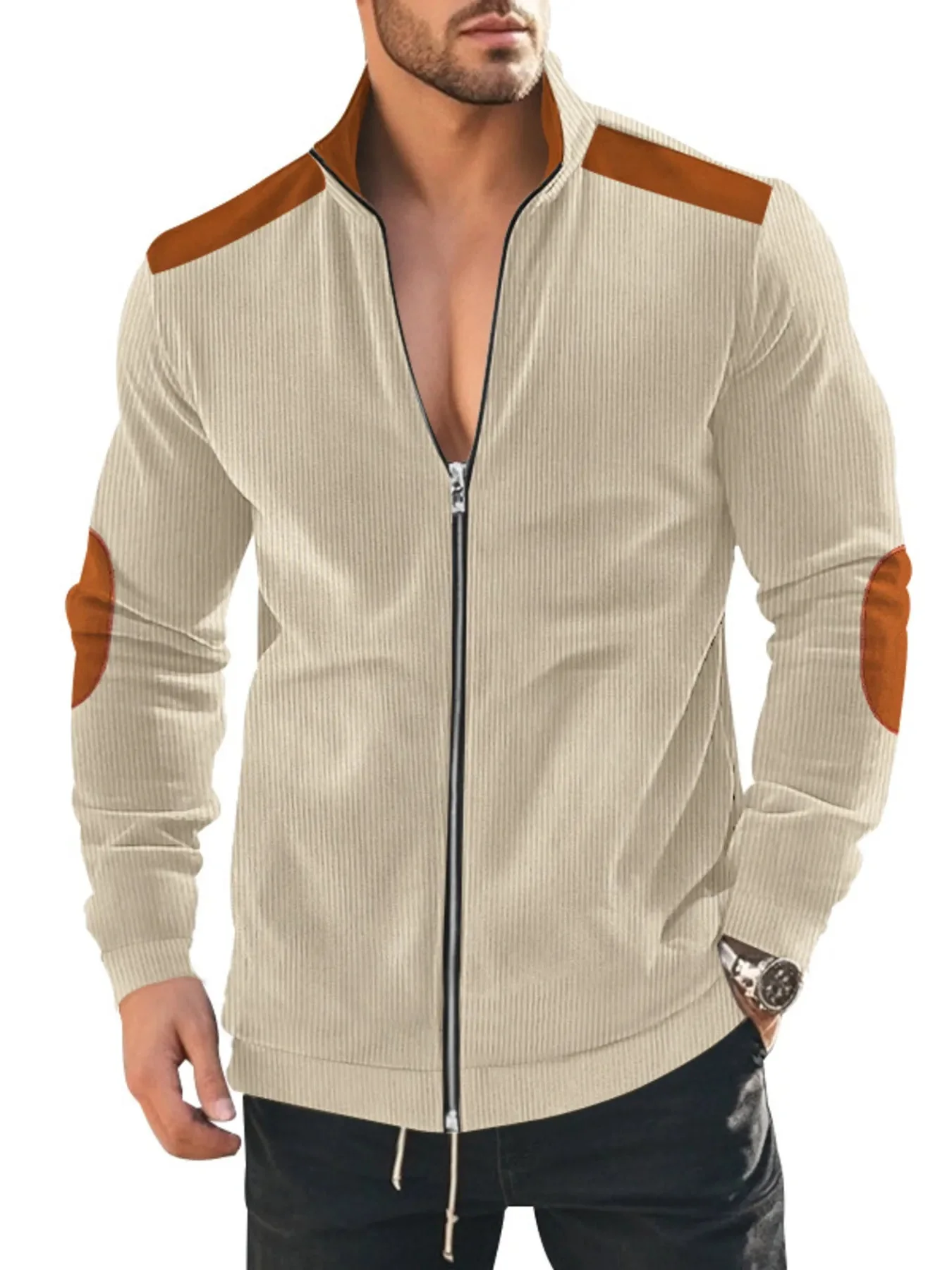 Mens Zip Up Plus Size Long Sleeve Jacket in Multiple Colors