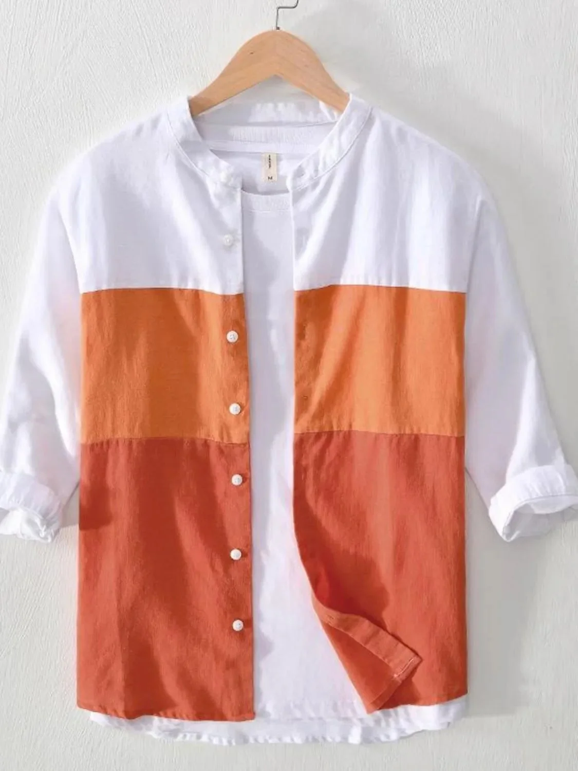 Color Block Button Up Shirt for Men