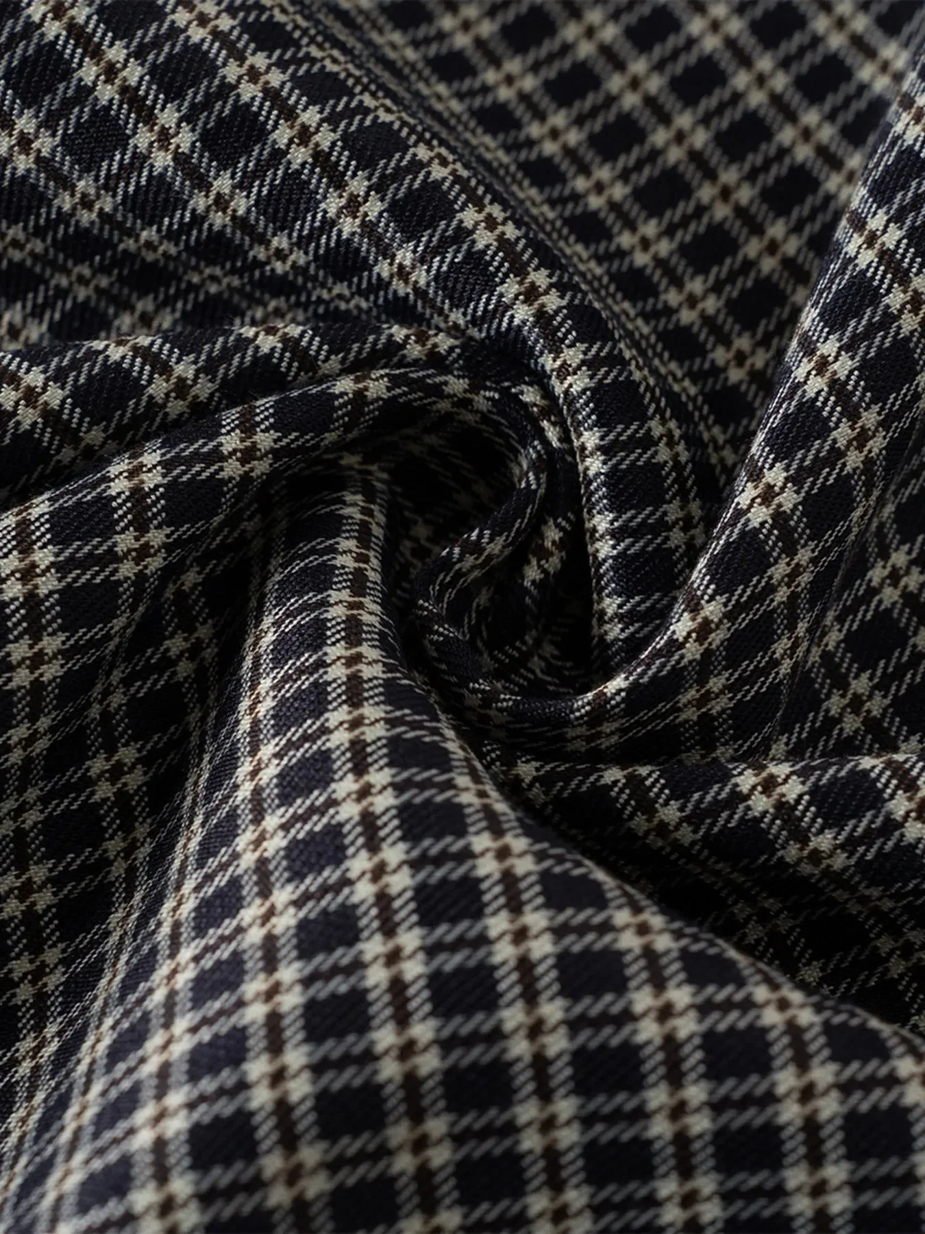 Navy Blue Plaid Long Sleeve Shirt Mens Casual Button-Down