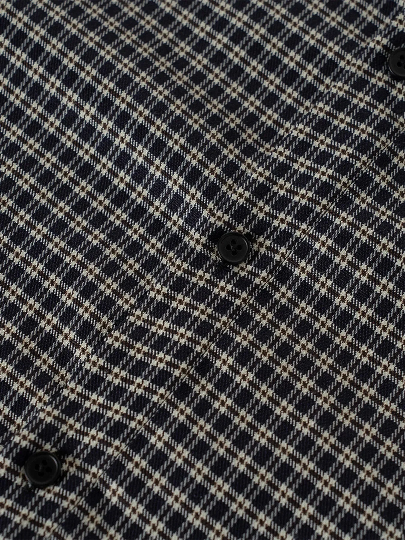 Navy Blue Plaid Long Sleeve Shirt Mens Casual Button-Down