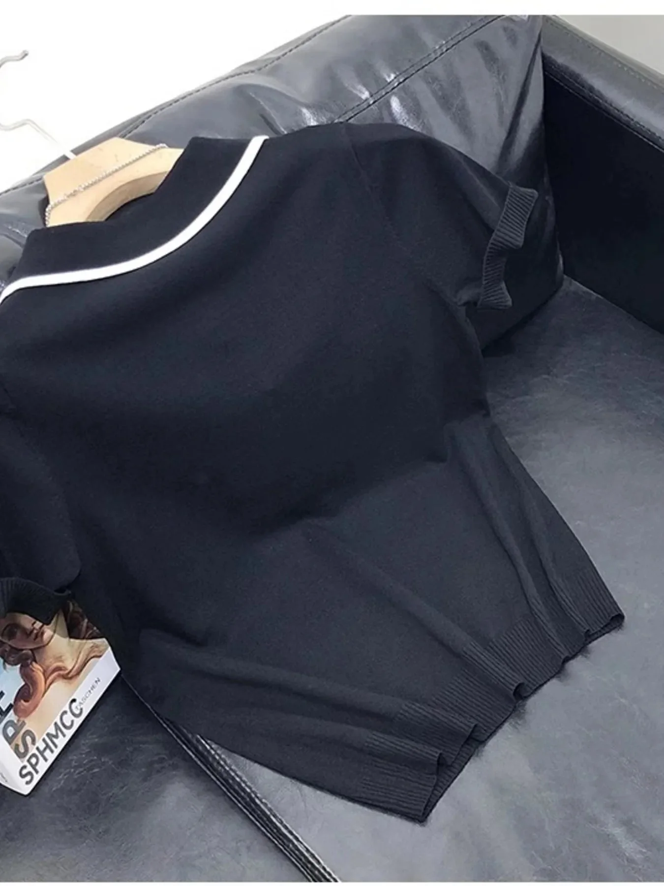 Mens Contrast Trim Knit Polo Shirt Plus Size