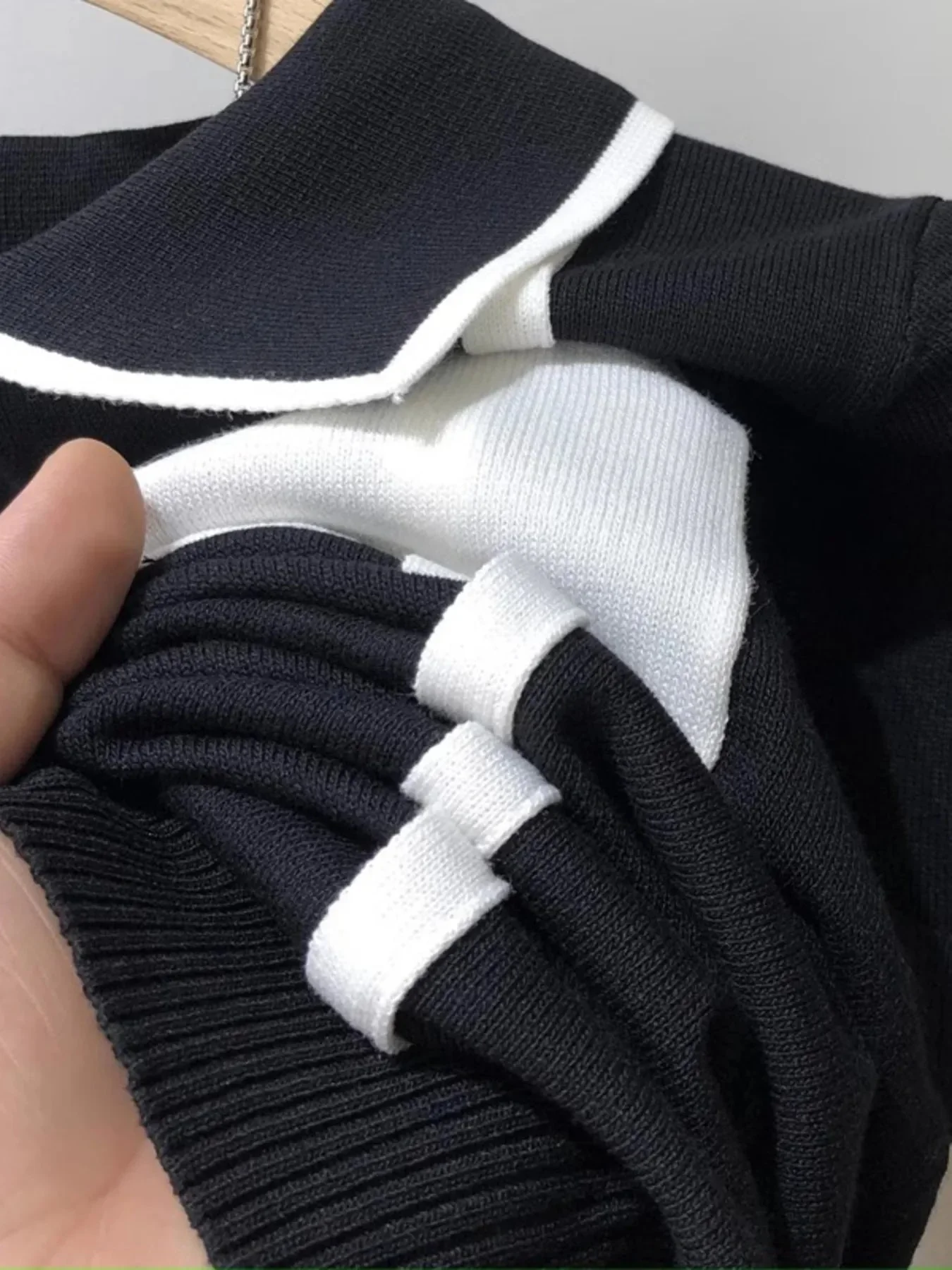 Mens Contrast Trim Knit Polo Shirt Plus Size