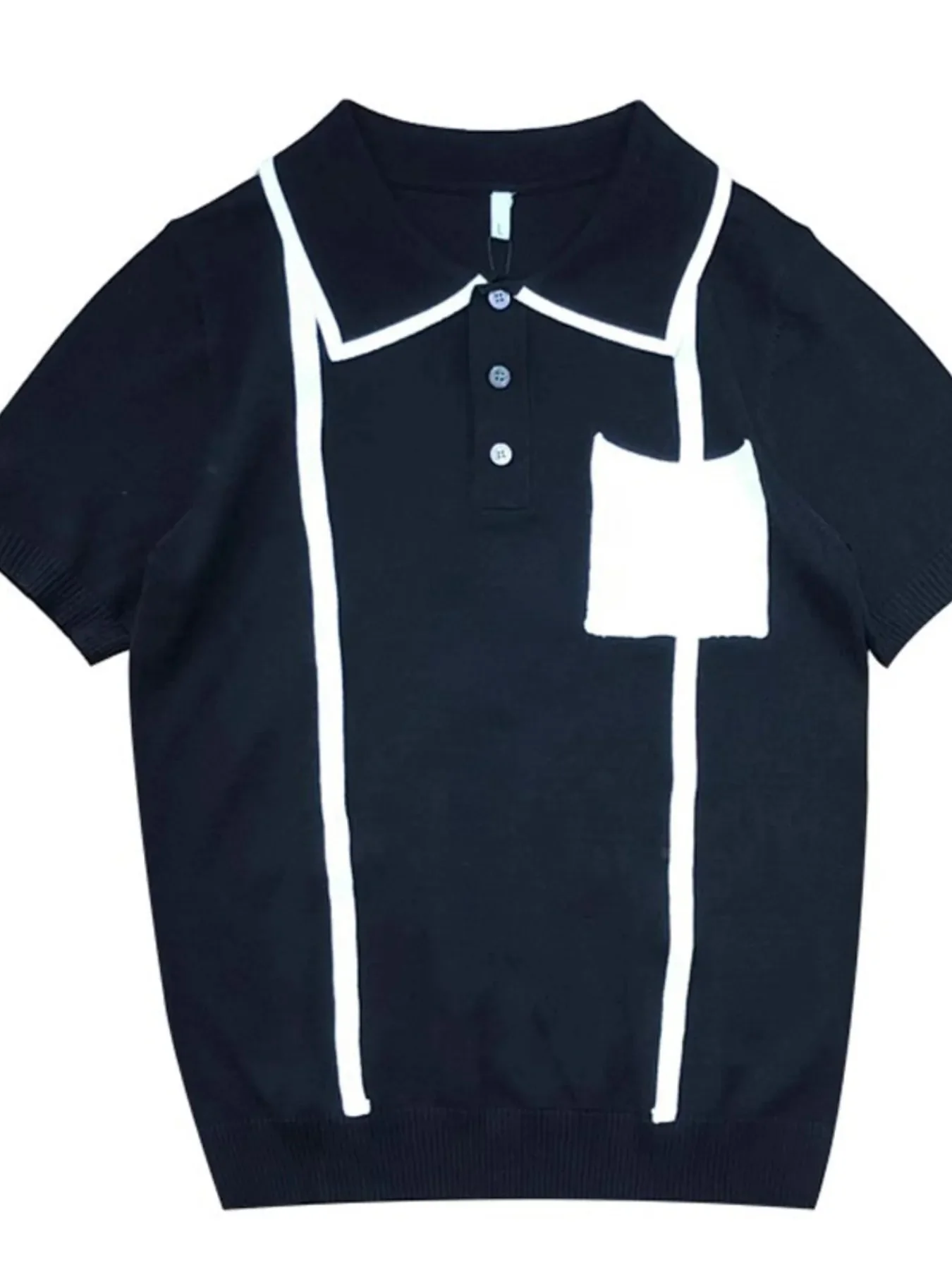 Mens Contrast Trim Knit Polo Shirt Plus Size