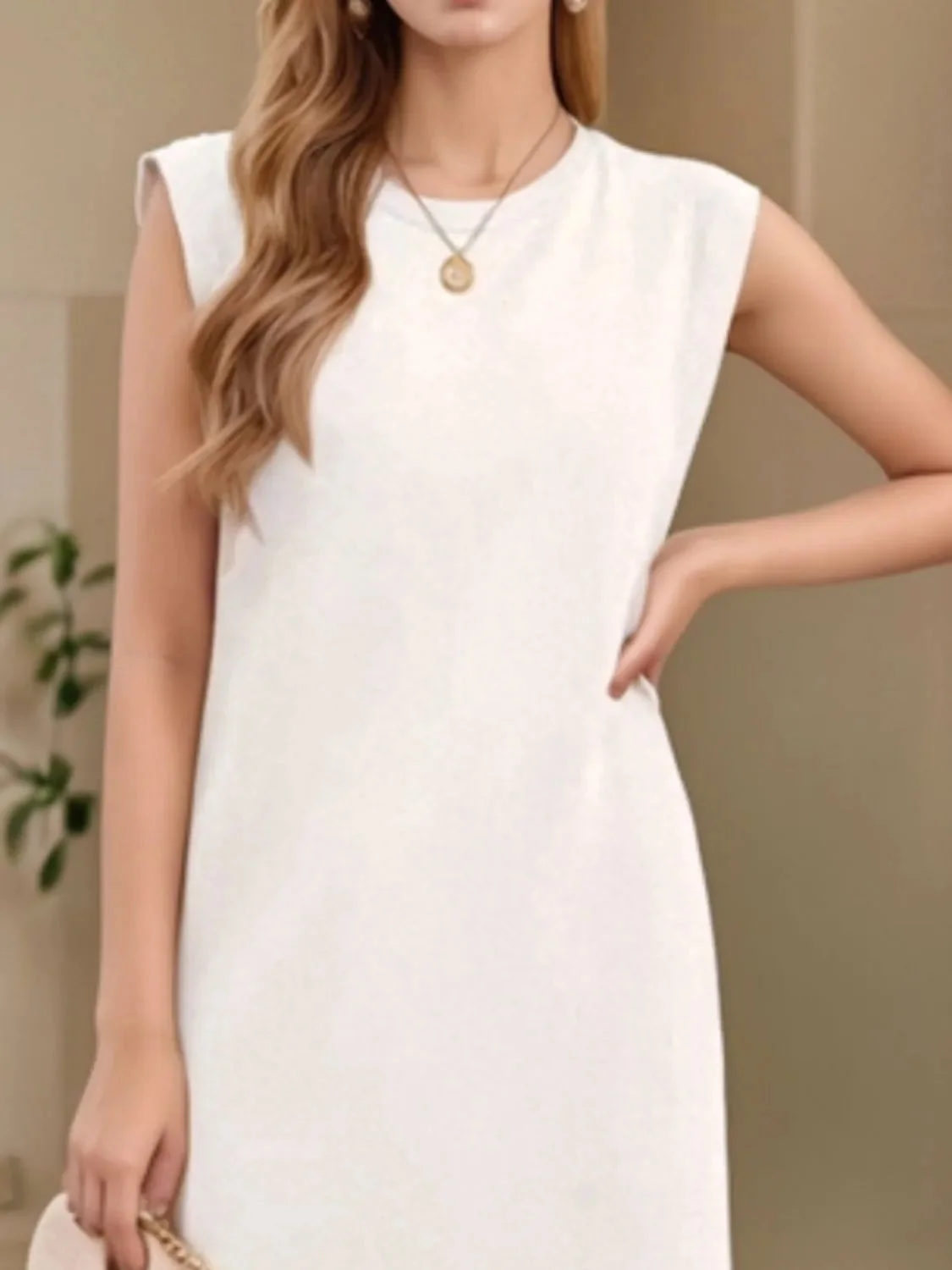 Sleeveless Maxi Tank Dress with Side Slit - Plus Size Collection