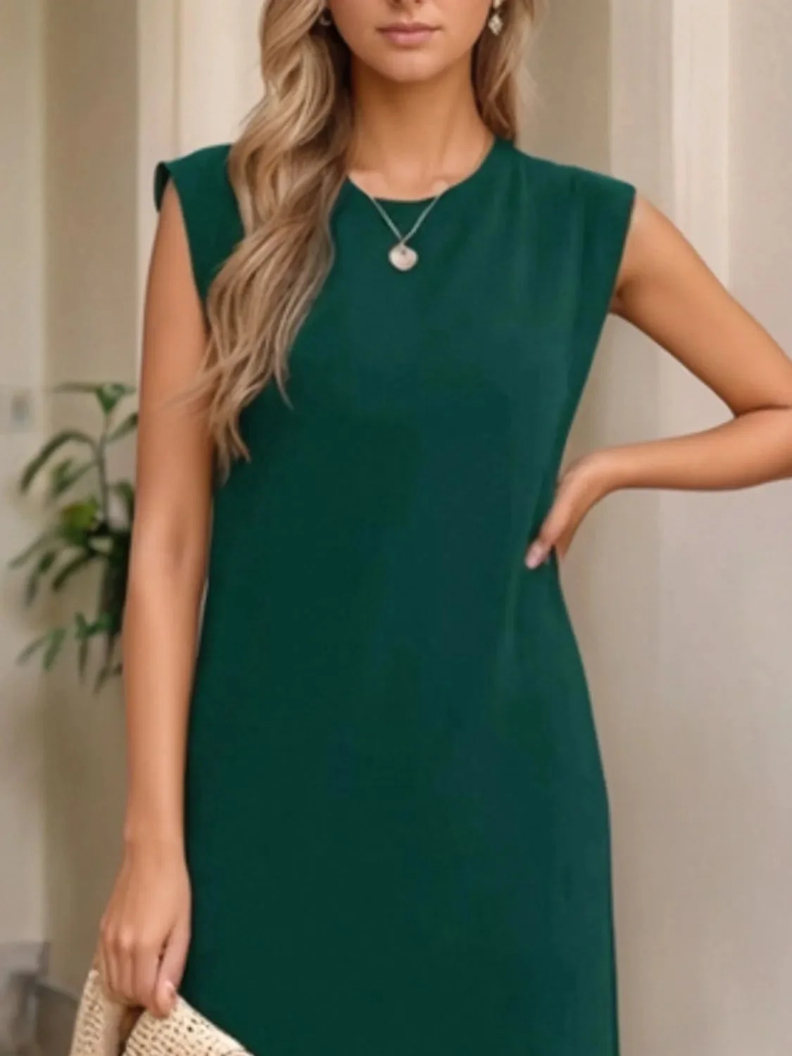Sleeveless Maxi Tank Dress with Side Slit - Plus Size Collection