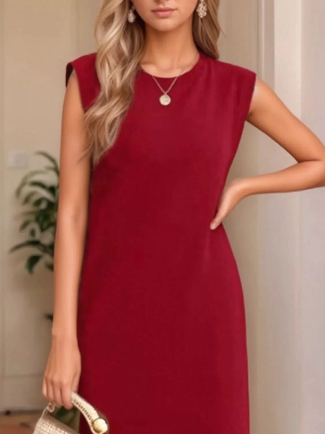 Sleeveless Maxi Tank Dress with Side Slit - Plus Size Collection