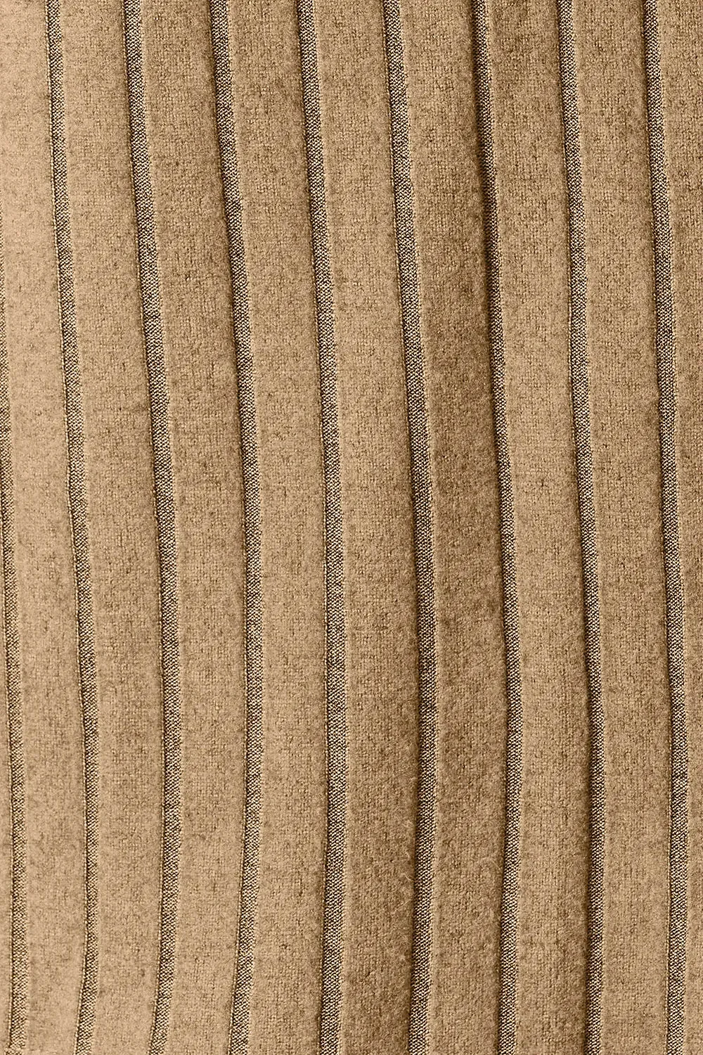 Ribbed Round Neck Long Sleeve Slit Top in Khaki