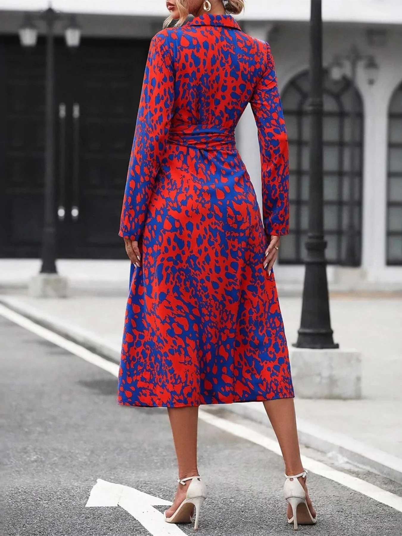 Floral Print Long Sleeve Shirt Dress