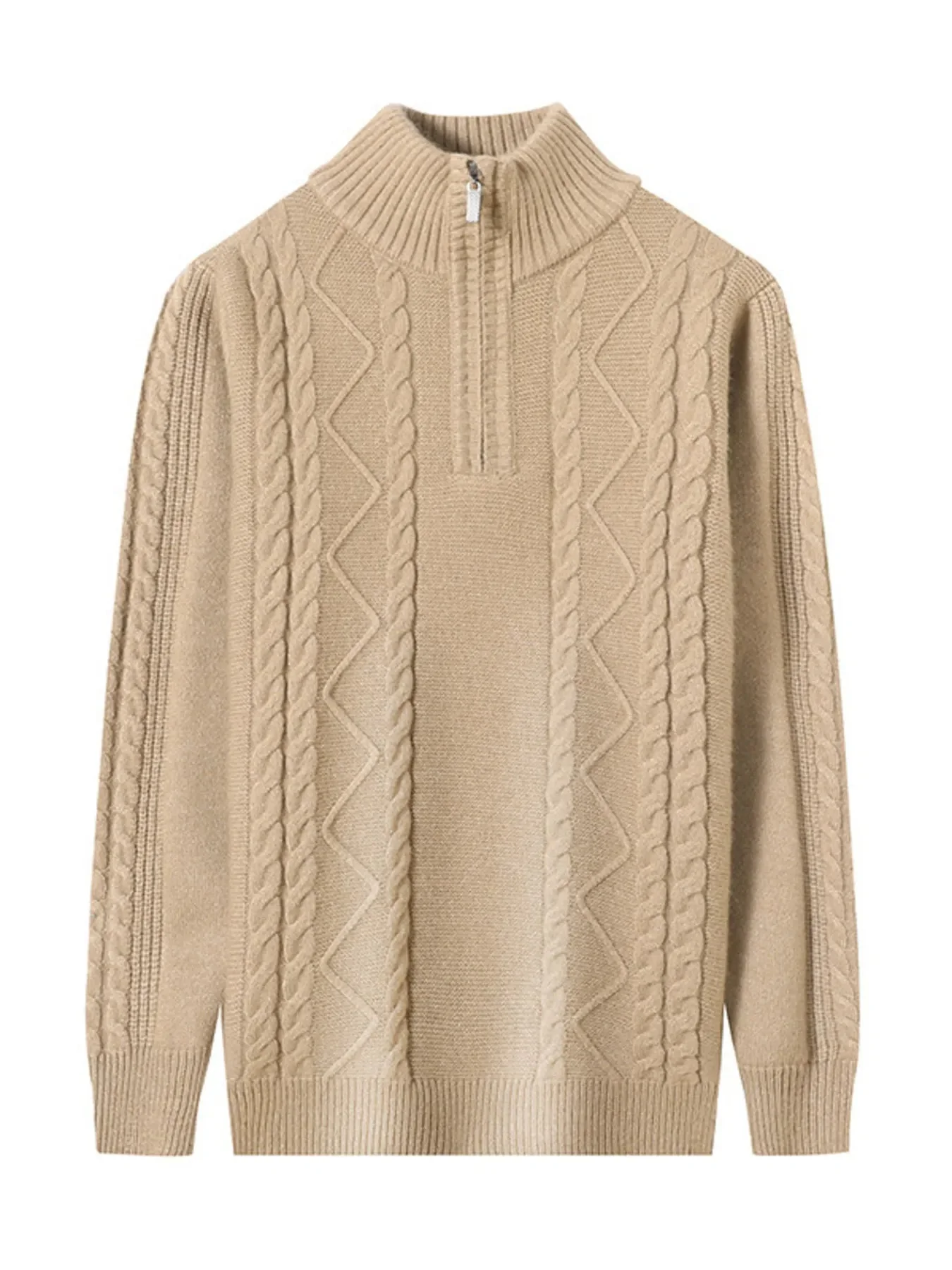 Mens Cable Knit Quarter-Zip Sweater - Stylish Winter Apparel