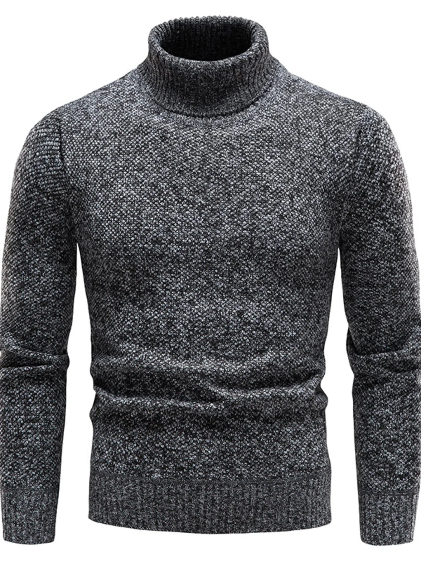 Mens Turtleneck Cable-Knit Long Sleeve Sweater