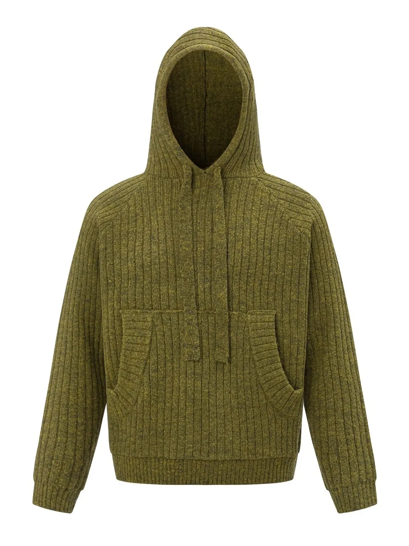 Ribbed Hooded Sweater with Drawstring for Men