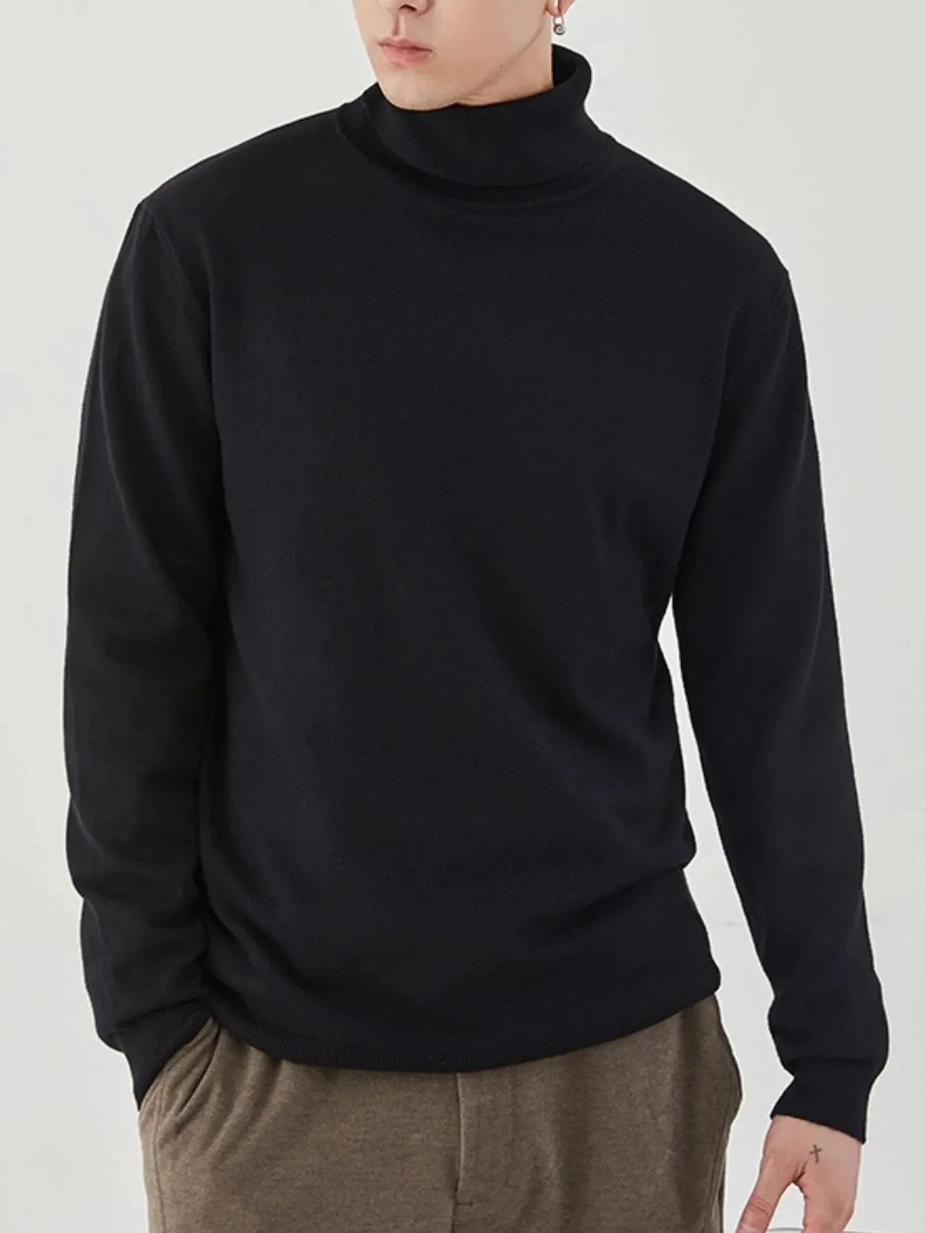 Mens Long Sleeve Ribbed Hem Sweater