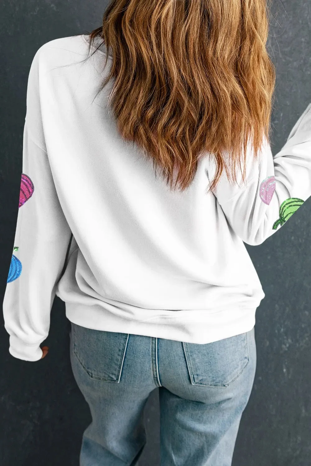 White Long Sleeve Sweatshirt for Women