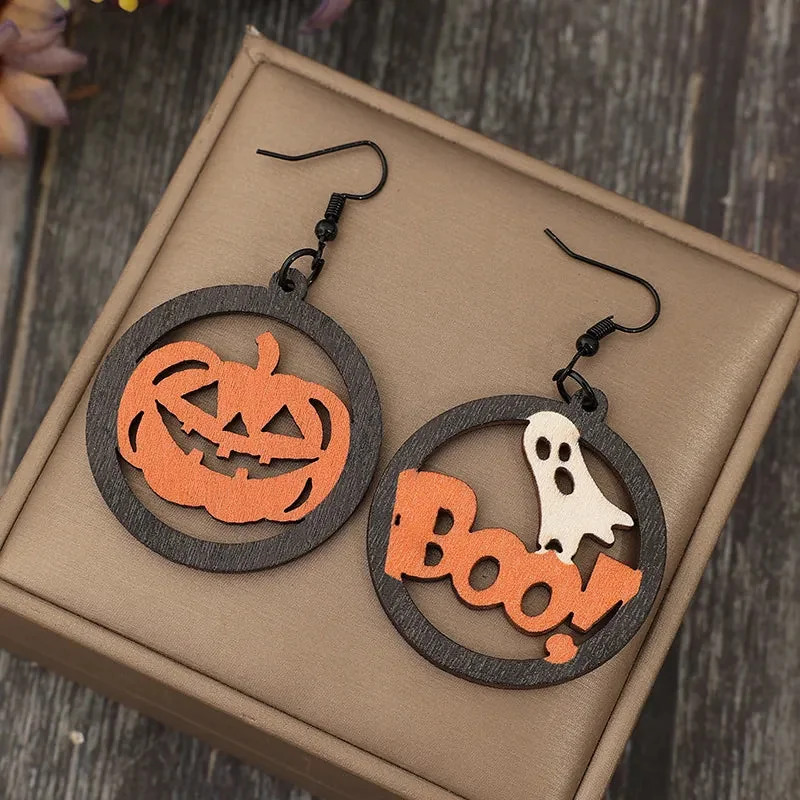 Wooden Pumpkin Charm Earrings - Fall Fashion Statement