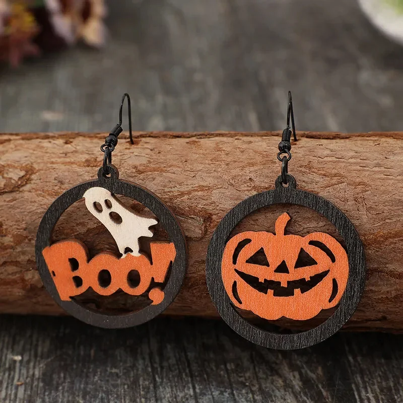 Wooden Pumpkin Charm Earrings - Fall Fashion Statement