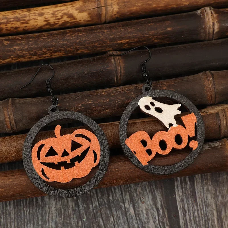 Wooden Pumpkin Charm Earrings - Fall Fashion Statement