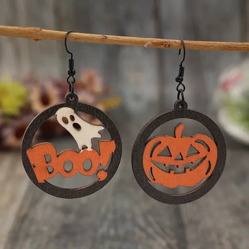 Wooden Pumpkin Charm Earrings - Fall Fashion Statement
