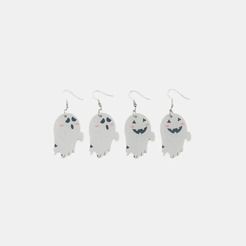 Alloy Acrylic Ghost Dangle Earrings - 2-Piece Set, White
