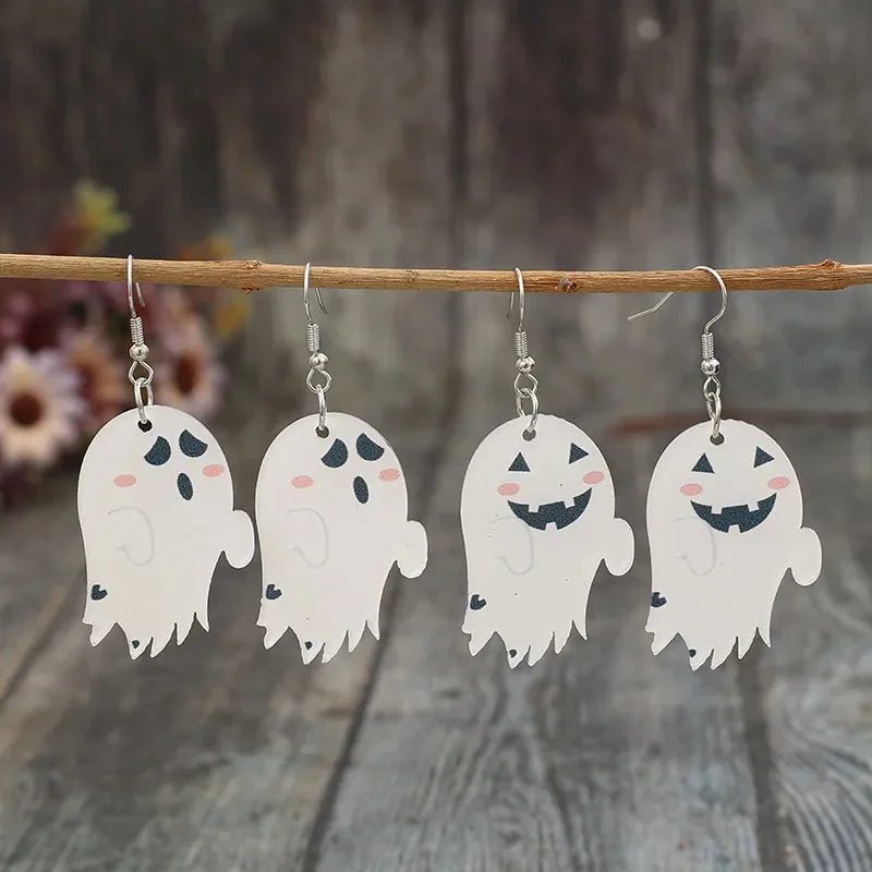 Alloy Acrylic Ghost Dangle Earrings - 2-Piece Set, White