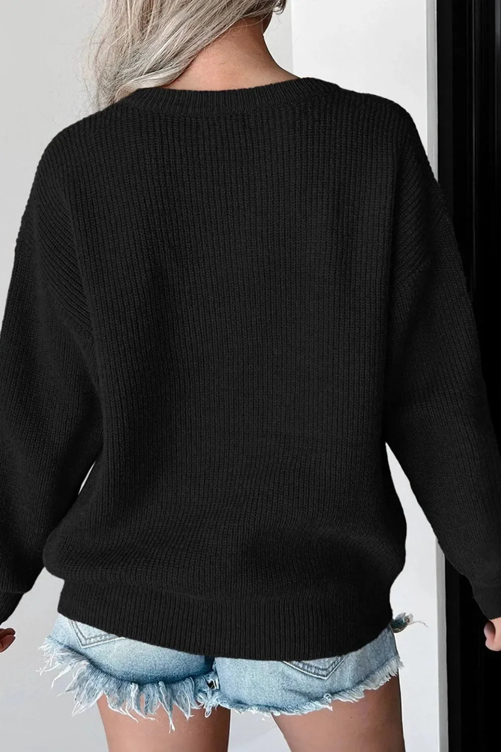 Cozy Round Neck Long Sleeve Sweater in Pumpkin Design