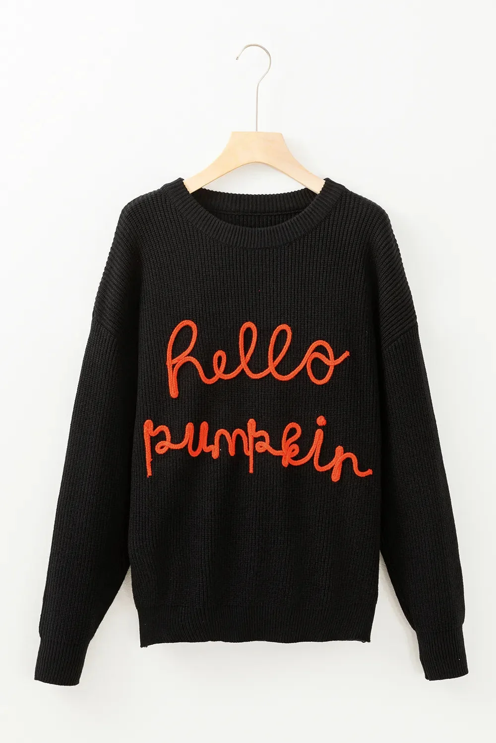 Cozy Round Neck Long Sleeve Sweater in Pumpkin Design