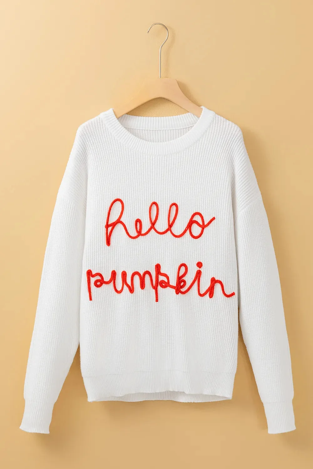 Cozy Round Neck Long Sleeve Sweater in Pumpkin Design
