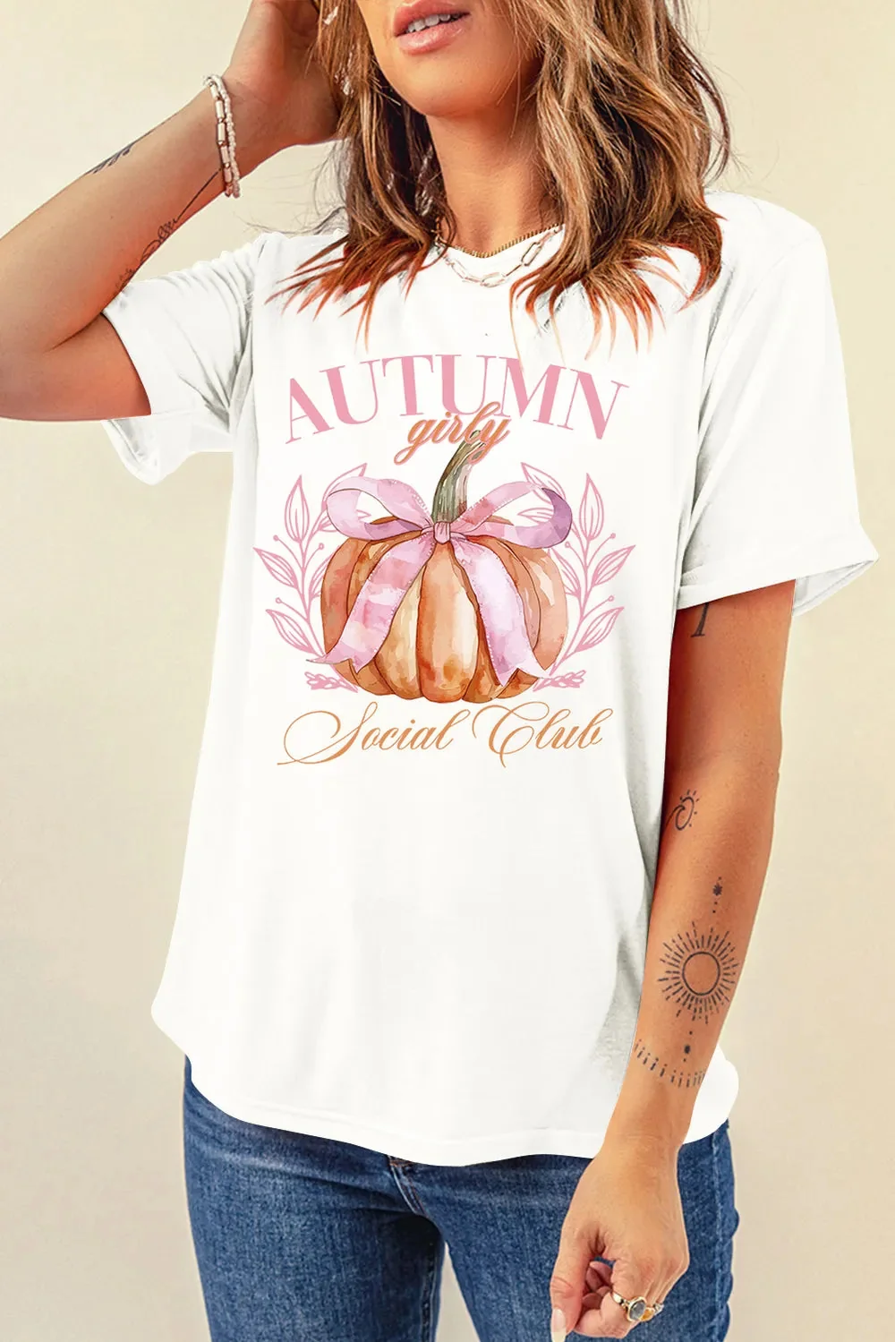 Pumpkin Graphic White Short Sleeve T-Shirt