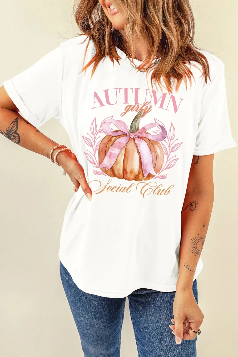 Pumpkin Graphic White Short Sleeve T-Shirt